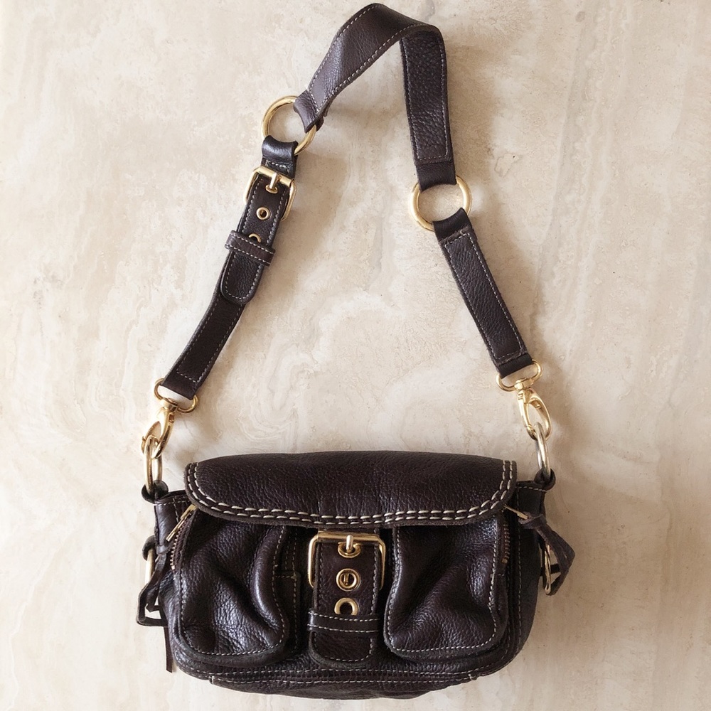 Roots Genuine Brown Leather Shoulder Bag